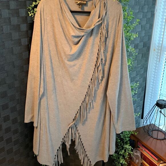 Serena Williams Size 3X Signature Statement fringed sweater wrap gray - Picture 1 of 11
